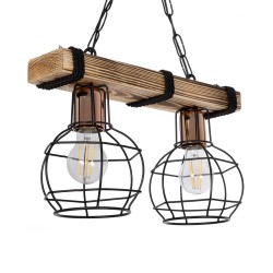 STARLO 201-0005 Vintage Κρεμαστό Φωτιστικό Οροφής με Ντουί 2 x E27 AC 220-240V IP20 - Μπεζ & Μαύρο - Μ38 x Π16 x Υ23cm