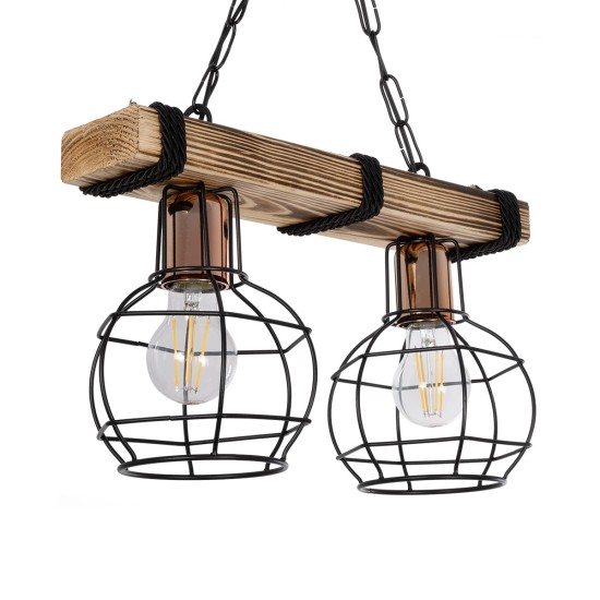 STARLO 201-0005 Vintage Κρεμαστό Φωτιστικό Ράγα Δίφωτο 2 x E27 IP20 Μπεζ Ξύλο με Μαύρο Μέταλλο - Μ40 x Π15x Υ65cm STARLO 201-0005 Vintage Κρεμαστό Φωτιστικό Ράγα Δίφωτο 2 x E27 IP20 Μπεζ Ξύλο με Μαύρο Μέταλλο - Μ40 x Π15x Υ65cm