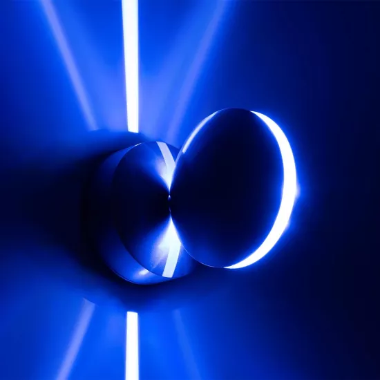 SEPTUM 93067 Μοντέρνο Φωτιστικό Τοίχου - Απλίκα LED 9W 1150lm 1° AC 220-240V IP44 Μπλε - CREE XPE Chip & TÜV SÜD Driver - Γκρι Ανθρακί Ματ - Μ12 x Π11 x Υ17cm - 5 Χρόνια Εγγύηση