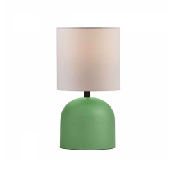 LOREN 204-0136 Μοντέρνο Eπιτραπέζιο Φωτιστικό Μονόφωτο 1 x E27 IP20 Πράσινο Μέταλλο με Μπεζ Ύφασμα - Μ15 x Π15 x Υ31cm