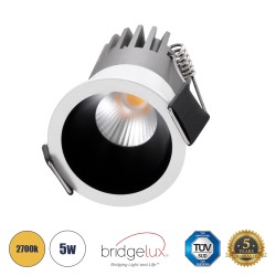 MICRO-S 60235 Χωνευτό LED Spot Downlight TrimLess Φ4cm 5W 625lm 38° AC 220-240V IP20 Φ4 x Υ5.9cm - Στρόγγυλο - Λευκό με Μαύρο Κάτοπτρο - Θερμό Λευκό 2700K - Bridgelux COB - 5 Years Warranty