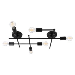 PIPING 00664-1 Vintage Φωτιστικό Οροφής με Ντουί 6 x E27 AC 220-240V IP20 - Μαύρο - Μ66 x Π9.5 x Υ49cm