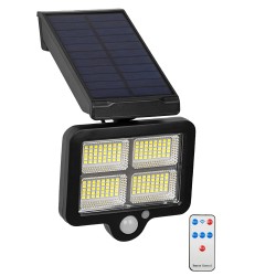 ORVION 71483 Προβολέας με IR Ασύρματο Χειριστήριο LED 20W 1000lm 120° DC 5V με Φωτοβολταϊκό Panel 5V 1W & Επαναφορτιζόμενη Μπαταρία Li-ion 3.2V 2400mAh Αδιάβροχο IP65 Ψυχρό Λευκό 6000K Dimmable - Sanan SMD Chip - Μαύρο - Μ12.5 x Π3.5 x Υ10cm - 2 Χρόνι