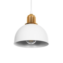 ΗUT 203-0147 Μοντέρνο Κρεμαστό Φωτιστικό Οροφής με Ντουί 1 x E27 AC 220-240V IP20 - Λευκό & Χρυσό - Μ18 x Π18 x Υ18cm