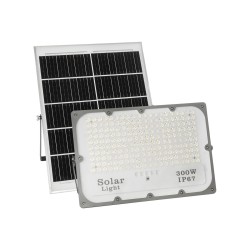 LUMOVOX 73069 Προβολέας LED 300W 15000lm 120° DC 5V με Φωτοβολταϊκό Panel 5V 20W & Επαναφορτιζόμενη Μπαταρία Li-ion 3.2V 15000mAh Αδιάβροχο IP67 Ψυχρό Λευκό 6000K - 360 x SMD2835 Sanan Chip - Γκρι Ανθρακί - Μ37 x Π7.5 x Υ27cm - 2 Χρόνια Εγγύηση