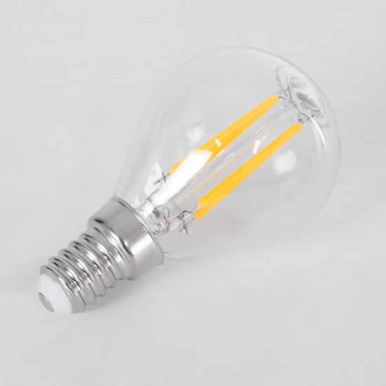 99003 Λάμπα LED Long Filament E14 G45 Γλομπάκι 4W 400lm 360° AC 220-240V IP20 Φ4.5 x Υ7.5cm Θερμό Λευκό 2700K με Διάφανο Γυαλί Dimmable - 3 Χρόνια Εγγύηση