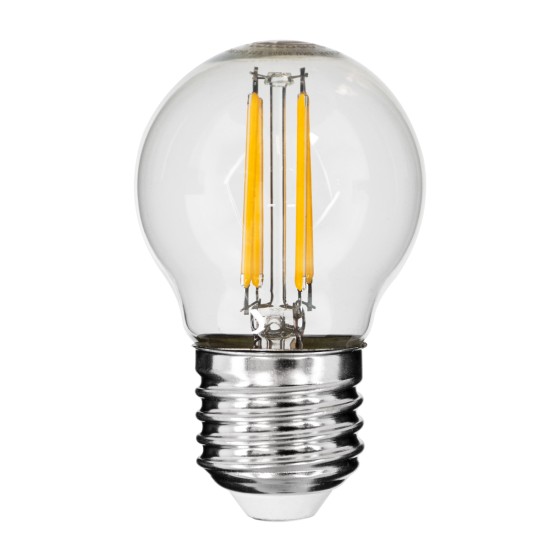 99005 Λάμπα LED Long Filament E27 G45 Γλομπάκι 5W 500lm 360° AC 220-240V IP20 Φ4.5 x Υ7.5cm Θερμό Λευκό 2700K με Διάφανο Γυαλί - Dimmable - 3 Years Warranty