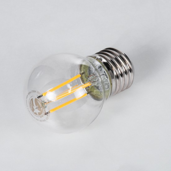 99005 Λάμπα LED Long Filament E27 G45 Γλομπάκι 5W 500lm 360° AC 220-240V IP20 Φ4.5 x Υ7.5cm Θερμό Λευκό 2700K με Διάφανο Γυαλί - Dimmable - 3 Years Warranty