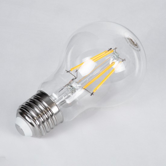 99006 Λάμπα LED Long Filament E27 A60 Γλόμπος 6W 600lm 360° AC 220-240V IP20 Φ6 x Υ10.5cm Θερμό Λευκό 2700K με Διάφανο Γυαλί - Dimmable - 3 Χρόνια Εγγύηση