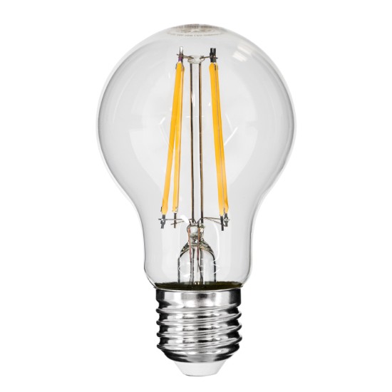 99008 Λάμπα LED Long Filament E27 A60 Γλόμπος 10W 1000lm 360° AC 220-240V IP20 Φ6 x Υ10.5cm Θερμό Λευκό 2700K με Διάφανο Γυαλί - Dimmable - 3 Years Warranty