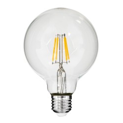 BUBBLE 99009 Λάμπα E27 G95 LED 4W 400lm 360° AC 220-240V IP20 Θερμό Λευκό 2700K - Long Filament Chip - Διάφανο - Μ9.5 x Π9.5 x Υ13.7cm - 3 Χρόνια Εγγύηση
