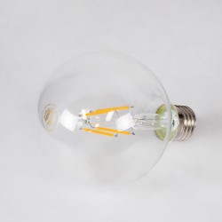 BUBBLE 99009 Λάμπα E27 G95 LED 4W 400lm 360° AC 220-240V IP20 Θερμό Λευκό 2700K - Long Filament Chip - Διάφανο - Μ9.5 x Π9.5 x Υ13.7cm - 3 Χρόνια Εγγύηση