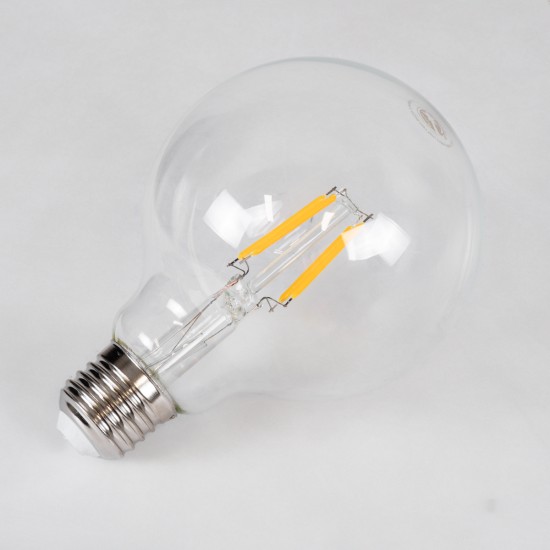 99009 Λάμπα LED Long Filament E27 G95 Γλόμπος 4W 400lm 360° AC 220-240V IP20 Φ9.5 x Υ13.5cm Θερμό Λευκό 2700K με Διάφανο Γυαλί - Dimmable - 3 Years Warranty