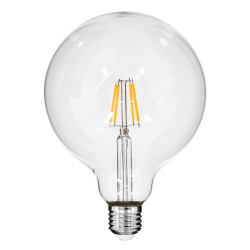 BUBBLE 99012 Λάμπα E27 G125 LED 4W 400lm 360° AC 220-240V IP20 Θερμό Λευκό 2700K Dimmable - Long Filament Chip - Διάφανο - Μ12.5 x Π12.5 x Υ18cm - 3 Χρόνια Εγγύηση