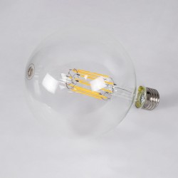 BUBBLE 99014 Λάμπα E27 G125 LED 12W 1200lm 360° AC 220-240V IP20 Θερμό Λευκό 2700K Dimmable - Long Filament Chip - Διάφανο - Μ12.5 x Π12.5 x Υ18cm - 3 Χρόνια Εγγύηση