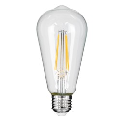 PEAR 99016 Λάμπα E27 ST64 LED 8W 800lm 360° AC 220-240V IP20 Θερμό Λευκό 2700K Dimmable - Long Filament Chip - Διάφανο - Μ6.4 x Π6.4 x Υ14cm - 3 Χρόνια Εγγύηση