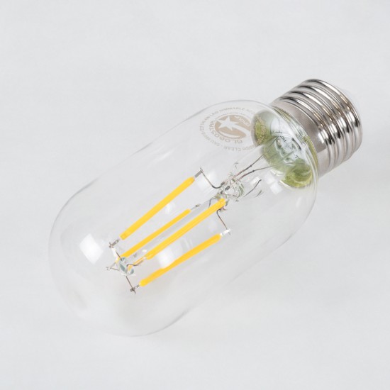 99018 Λάμπα LED Long Filament E27 T45 Σωλήνας 4W 400lm 360° AC 220-240V IP20 Φ4.5 x Υ11cm Θερμό Λευκό 2700K με Διάφανο Γυαλί - Dimmable - 3 Years Warranty