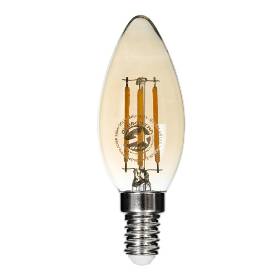 99031 Λάμπα LED Long Filament E14 C35 Κεράκι 4W 350lm 360° AC 220-240V IP20 Φ3.5 x Υ10.5cm Ultra Θερμό Λευκό 2200K με Μελί Γυαλί Dimmable - 3 Χρόνια Εγγύηση