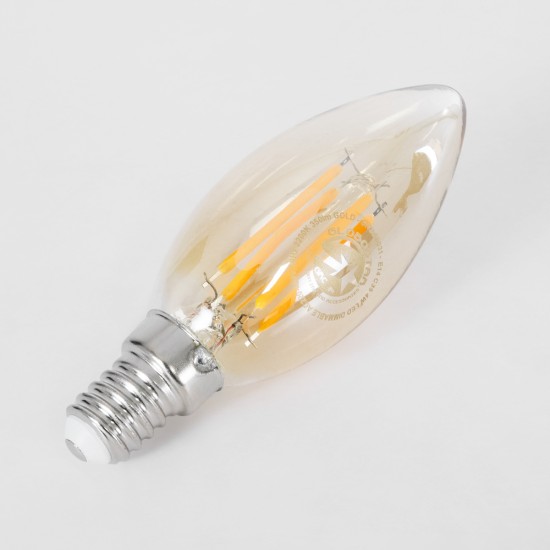 99031 Λάμπα LED Long Filament E14 C35 Κεράκι 4W 350lm 360° AC 220-240V IP20 Φ3.5 x Υ10.5cm Ultra Θερμό Λευκό 2200K με Μελί Γυαλί Dimmable - 3 Χρόνια Εγγύηση