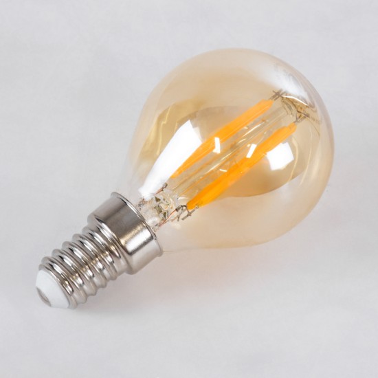 99033 Λάμπα LED Long Filament E14 G45 Γλομπάκι 4W 350lm 360° AC 220-240V IP20 Φ4.5 x Υ7.5cm Ultra Θερμό Λευκό 2200K με Μελί Γυαλί - Dimmable - 3 Years Warranty