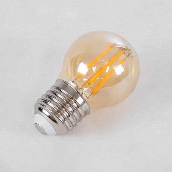 99034 Λάμπα LED Long Filament E27 G45 Γλομπάκι 4W 350lm 360° AC 220-240V IP20 Φ4.5 x Υ7.5cm Ultra Θερμό Λευκό 2200K με Μελί Γυαλί - Dimmable - 3 Years Warranty