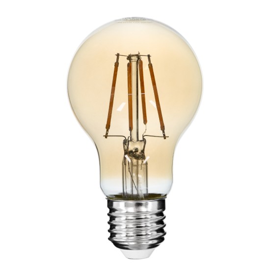 99036 LED Long Filament Bulb E27 A60 Globe 6W 550lm 360° AC 220-240V IP20 D6 x H10.5cm Ultra Θερμό Λευκό 2200K με Μελί Γυαλί - Dimmable - 3 Years Warranty