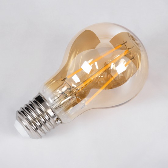 99037 LED Long Filament Bulb E27 A60 Globe 8W 720lm 360° AC 220-240V IP20 D6 x H10.5cm Ultra Θερμό Λευκό 2200K με Μελί Γυαλί - Dimmable - 3 Years Warranty