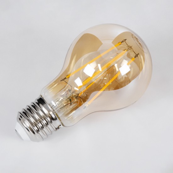 99038 Λάμπα LED Long Filament E27 A60 Γλόμπος 10W 900lm 360° AC 220-240V IP20 Φ6 x Υ10.5cm Ultra Θερμό Λευκό 2200K με Μελί Γυαλί - Dimmable - 3 Χρόνια Εγγύηση