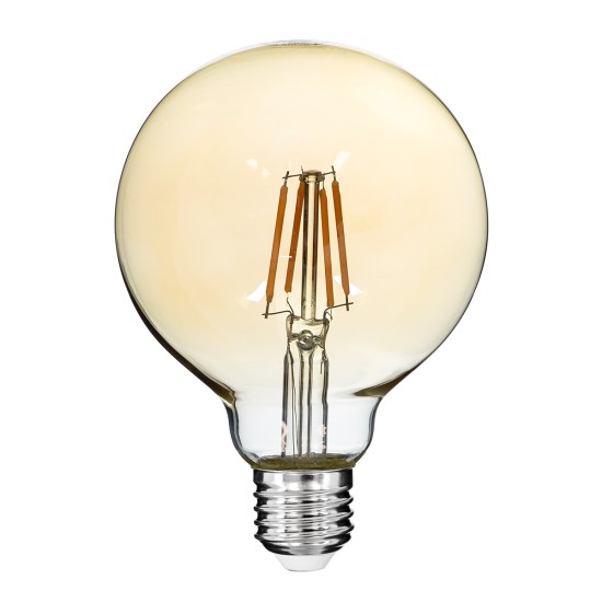 99039 LED Long Filament Bulb E27 G95 Globe 4W 350lm 360° AC 220-240V IP20 D9.5 x H13.5cm Ultra Θερμό Λευκό 2200K με Μελί Γυαλί - Dimmable - 3 Years Warranty