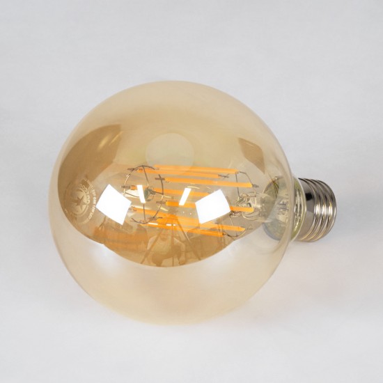 99041 LED Long Filament Bulb E27 G95 Globe 12W 1080lm 360° AC 220-240V IP20 D9.5 x H13.5cm Ultra Θερμό Λευκό 2200K με Μελί Γυαλί - Dimmable - 3 Years Warranty