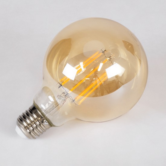 99041 LED Long Filament Bulb E27 G95 Globe 12W 1080lm 360° AC 220-240V IP20 D9.5 x H13.5cm Ultra Θερμό Λευκό 2200K με Μελί Γυαλί - Dimmable - 3 Years Warranty