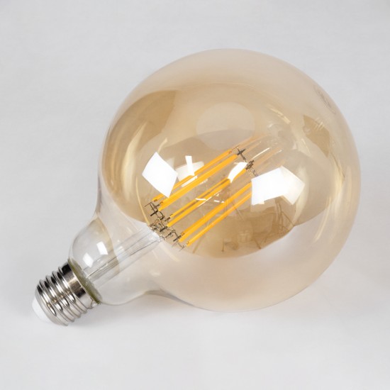 99044 Λάμπα LED Long Filament E27 G125 Γλόμπος 12W 1080lm 360° AC 220-240V IP20 Φ12.5 x Υ18cm Ultra Θερμό Λευκό 2200K με Μελί Γυαλί - Dimmable - 3 Years Warranty