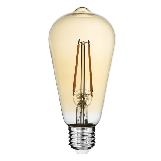 99046 Λάμπα LED Long Filament E27 ST64 Αχλάδι 8W 720lm 360° AC 220-240V IP20 Φ6.4 x Υ14cm Ultra Θερμό Λευκό 2200K με Μελί Γυαλί - Dimmable - 3 Years Warranty