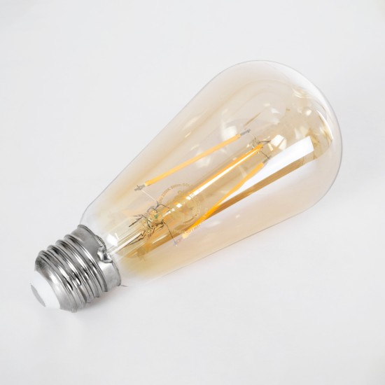 99047 Λάμπα LED Long Filament E27 ST64 Αχλάδι 10W 900lm 360° AC 220-240V IP20 Φ6.4 x Υ14cm  Ultra Θερμό Λευκό 2200K με Μελί Γυαλί Dimmable - 3 Χρόνια Εγγύηση