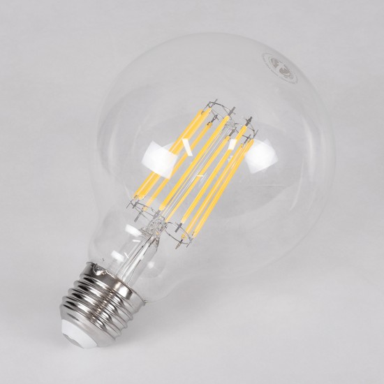 99054 Λάμπα LED Long Filament E27 G95 Γλόμπος 12W 1320lm 360° AC 220-240V IP20 Φ9.5 x Υ13.5cm Φυσικό Λευκό 4000K με Διάφανο Γυαλί - Dimmable - 3 Years Warranty