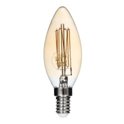 CANDLE 99058 Λάμπα Κεράκι E14 C35 LED 2W 140lm 360° AC 220-240V IP20 Ultra Θερμό Λευκό 2200K Dimmable - Ultra Thin Soft Spiral Filament Chip - Μελί - Μ3.5 x Π3.5 x Υ10.5cm - 3 Χρόνια Εγγύηση