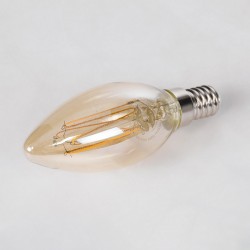 CANDLE 99058 Λάμπα Κεράκι E14 C35 LED 2W 140lm 360° AC 220-240V IP20 Ultra Θερμό Λευκό 2200K Dimmable - Ultra Thin Soft Spiral Filament Chip - Μελί - Μ3.5 x Π3.5 x Υ10.5cm - 3 Χρόνια Εγγύηση