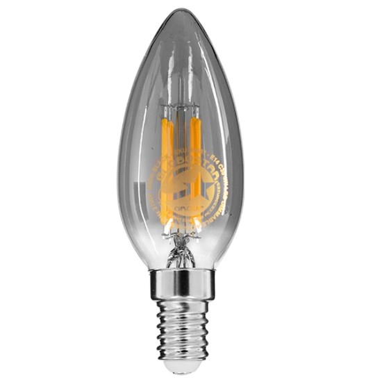 99061 Λάμπα E14 C35 Κεράκι LED FILAMENT 4W 400 lm 320° AC 85-265V Edison Retro με Φιμέ Γυαλί Θερμό Λευκό 2700 K Dimmable