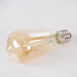 PEAR 99082 Λάμπα E27 ST64 LED 4W 280lm 360° AC 220-240V IP20 Ultra Θερμό Λευκό 2200K Dimmable - Ultra Thin Soft T Spiral Filament Chip - Μελί - Μ6.4 x Π6.4 x Υ14cm - 3 Χρόνια Εγγύηση