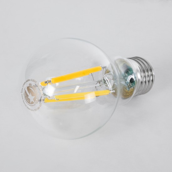 99083 Λάμπα LED Long Filament E27 A60 Γλόμπος 4W 840lm 360° AC 220-240V IP20 Φ6 x Υ11cm Θερμό Λευκό 2700K με Διάφανο Γυαλί - Pro Series 210lm/W - A Ενεργειακή Κλάση - 3 Χρόνια Εγγύηση