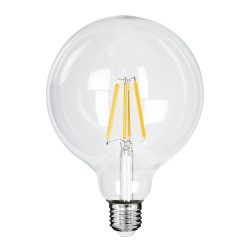 BUBBLE 99085 Λάμπα E27 G125 LED 4W 840lm 360° AC 220-240V IP20 Θερμό Λευκό 2700K - Long Filament Chip - Διάφανο - Μ12.5 x Π12.5 x Υ13.8cm - 3 Χρόνια Εγγύηση