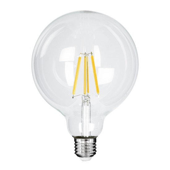 99085 Λάμπα LED Long Filament E27 G125 Γλόμπος 4W 840lm 360° AC 220-240V IP20 Φ12.5 x Υ13.8cm Θερμό Λευκό 2700K με Διάφανο Γυαλί - Pro Series 210lm/W - A Ενεργειακή Κλάση - 3 Χρόνια Εγγύηση