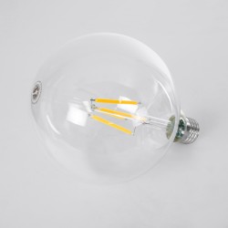 BUBBLE 99085 Λάμπα E27 G125 LED 4W 840lm 360° AC 220-240V IP20 Θερμό Λευκό 2700K - Long Filament Chip - Διάφανο - Μ12.5 x Π12.5 x Υ13.8cm - 3 Χρόνια Εγγύηση