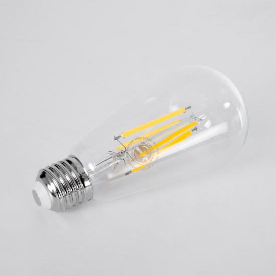 99086 Λάμπα LED Long Filament E27 ST64 Αχλάδι 4W 840lm 360° AC 220-240V IP20 Φ6.4 x Υ14.5cm Θερμό Λευκό 2700K με Διάφανο Γυαλί - Pro Series 210lm/W - A Ενεργειακή Κλάση - 3 Χρόνια Εγγύηση