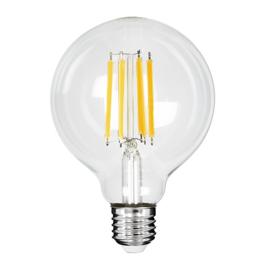 99088 Λάμπα LED Long Filament E27 G95 Γλόμπος 7W 1470lm 360° AC 220-240V IP20 Φ9.5 x Υ13.8cm Θερμό Λευκό 2700K με Διάφανο Γυαλί - Pro Series 210lm/W - A Ενεργειακή Κλάση - 3 Χρόνια Εγγύηση