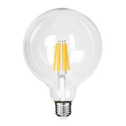 BUBBLE 99089 Λάμπα E27 G125 LED 7W 1470lm 360° AC 220-240V IP20 Θερμό Λευκό 2700K - Long Filament Chip - Διάφανο - Μ12.5 x Π12.5 x Υ13.8cm - 3 Χρόνια Εγγύηση