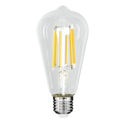 PEAR 99090 Λάμπα E27 ST64 LED 7W 1470lm 360° AC 220-240V IP20 Θερμό Λευκό 2700K - Long Filament Chip - Διάφανο - Μ6.4 x Π6.4 x Υ14.5cm - 3 Χρόνια Εγγύηση