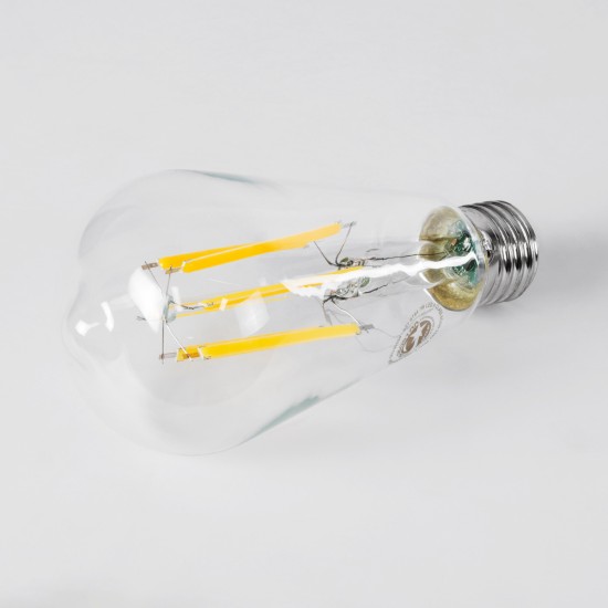 99090 Λάμπα LED Long Filament E27 ST64 Αχλάδι 7W 1470lm 360° AC 220-240V IP20 Φ6.4 x Υ14.5cm Θερμό Λευκό 2700K με Διάφανο Γυαλί - Pro Series 210lm/W - A Ενεργειακή Κλάση - 3 Χρόνια Εγγύηση