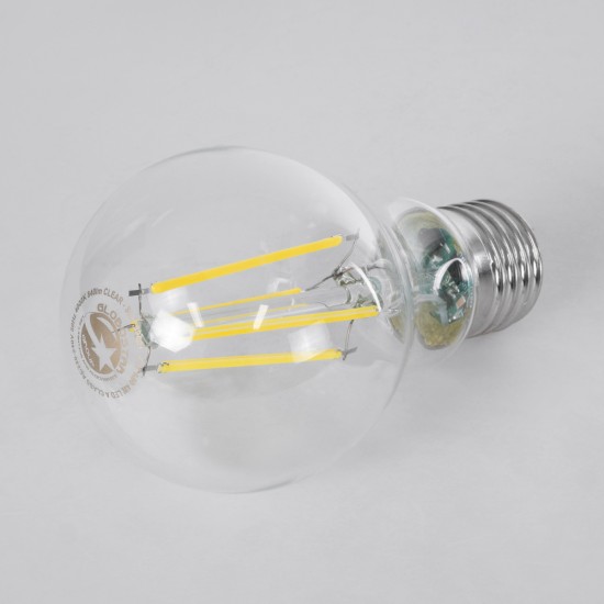 99091 Λάμπα LED Long Filament E27 A60 Γλόμπος 4W 840lm 360° AC 220-240V IP20 Φ6 x Υ11cm Φυσικό Λευκό 4000K με Διάφανο Γυαλί - Pro Series 210lm/W - A Ενεργειακή Κλάση - 3 Χρόνια Εγγύηση