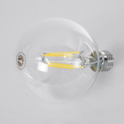 BUBBLE 99092 Λάμπα E27 G95 LED 4W 840lm 360° AC 220-240V IP20 Φυσικό Λευκό 4500K - Filament Chip - Διάφανο - Μ9.5 x Π9.5 x Υ13.8cm - 3 Χρόνια Εγγύηση
